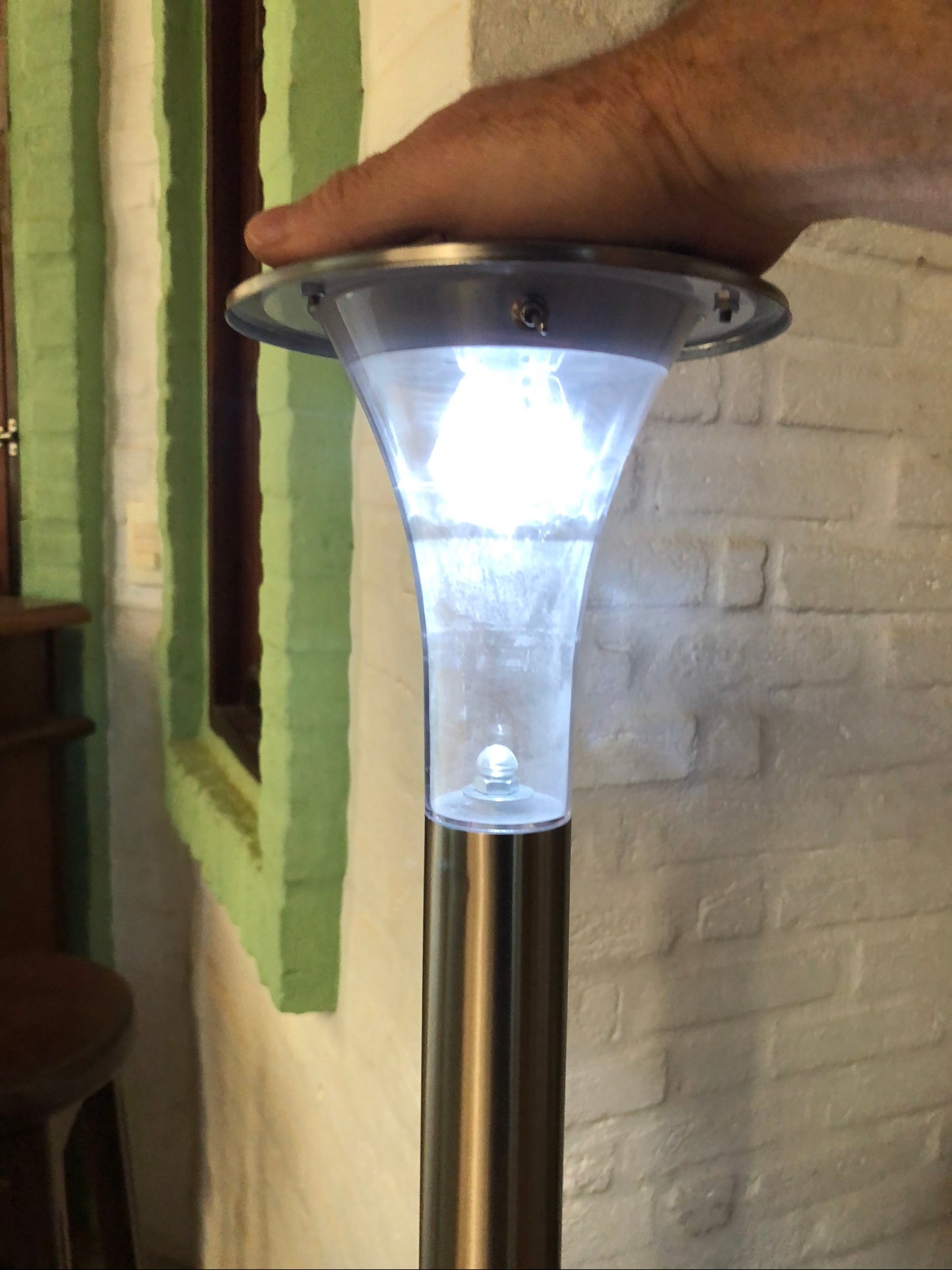 Luminária LED Solar Inox jardim, Piscina.