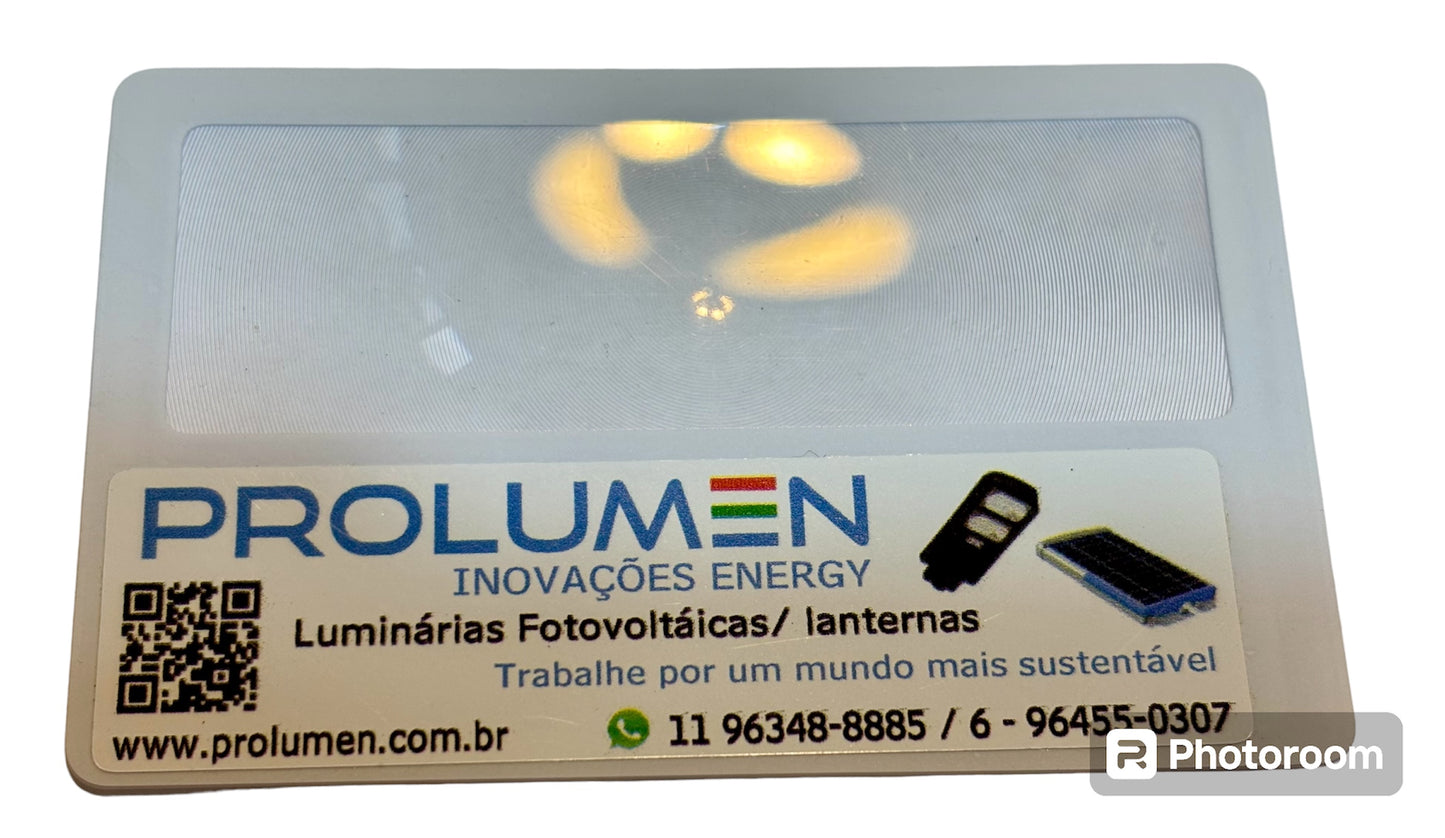 Lupa Cartão Brinde, fina como cartão. Pode ter sua logo !