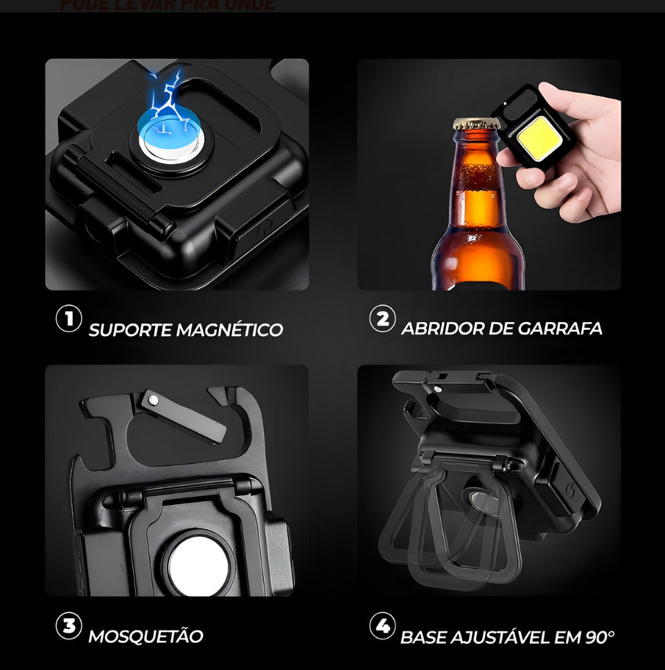 Lanterna Multifuncional Magnética Super Forte abridor garrafas Lanterna Multifuncional Mini Super Forte Chaveiro Pingente Cor da luz Branca Alça Lanterna com Ímã