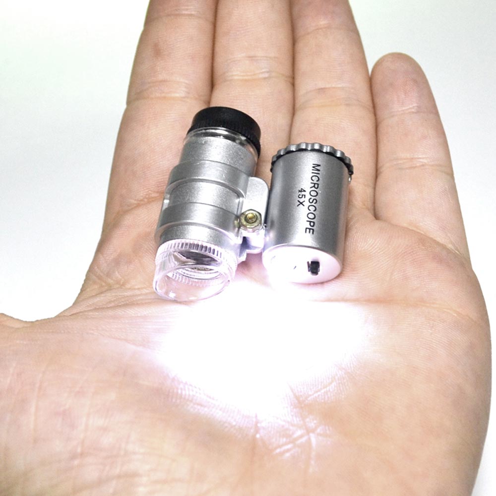 Lupa Microscópio 45x 8mm com LED