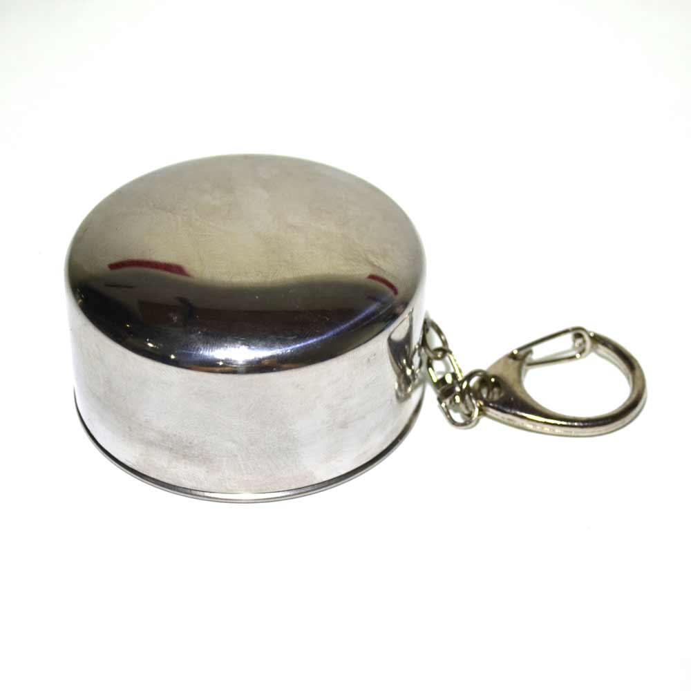 Copo retrátil em Metal inox com Chaveiro 150ml