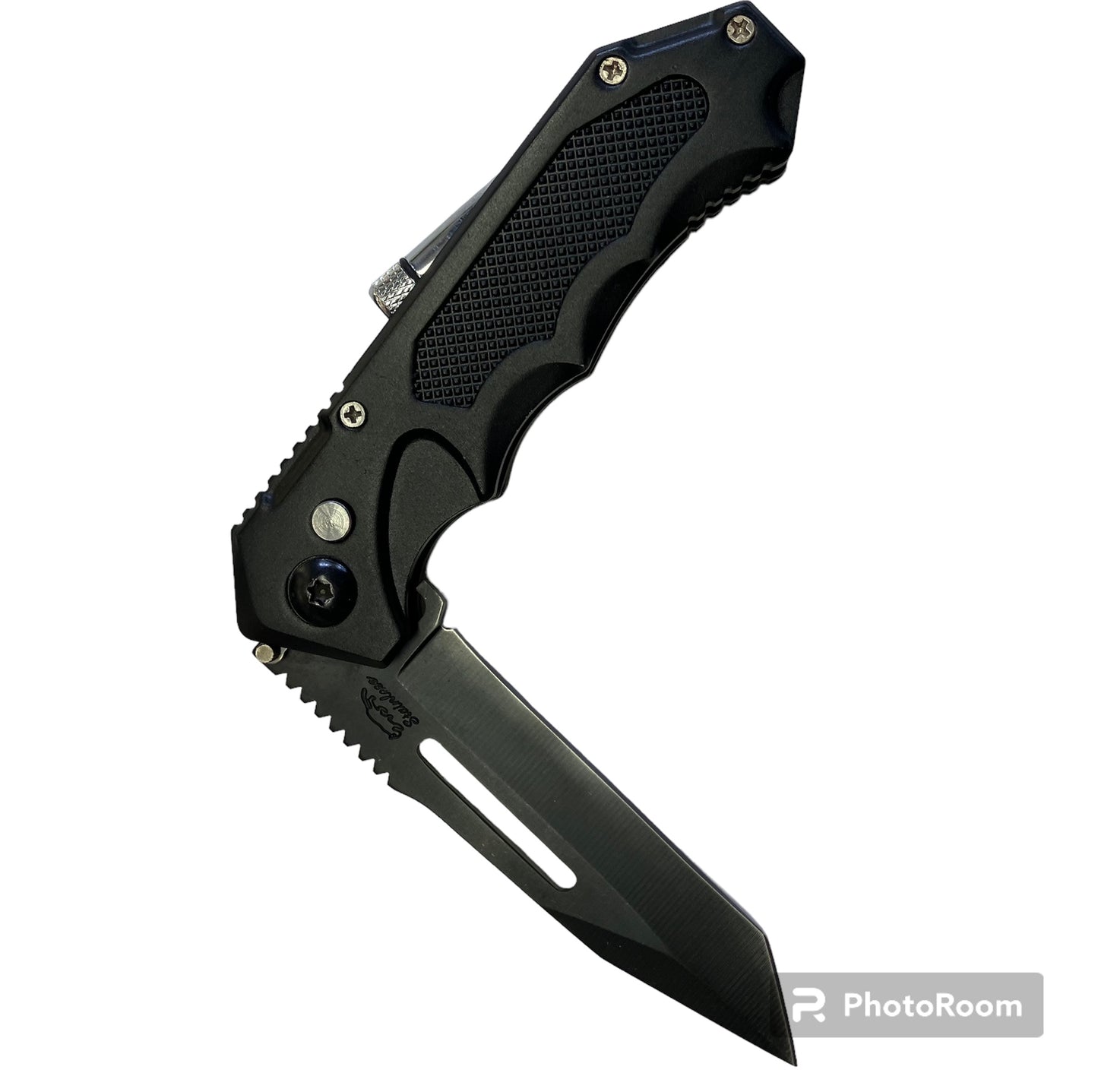 Canivete de alumínio anodizado preto c/ LED