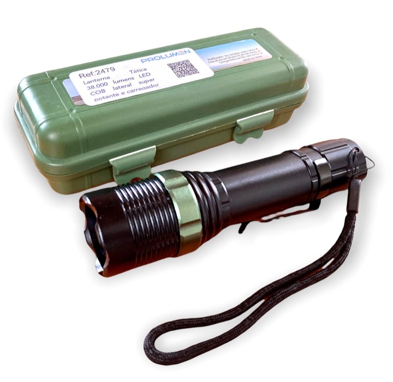 Lanterna LED USB Regulagem foco 38.000 lm 4hs