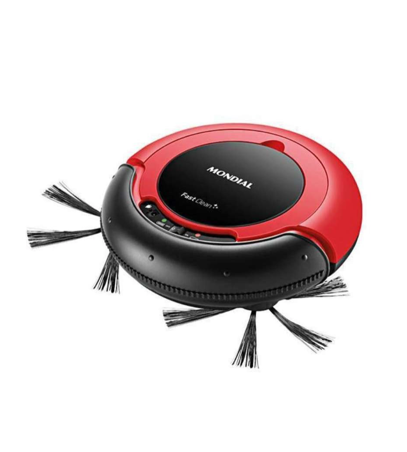 Robô aspirador e passa pano vermelho e preto 127V/220V