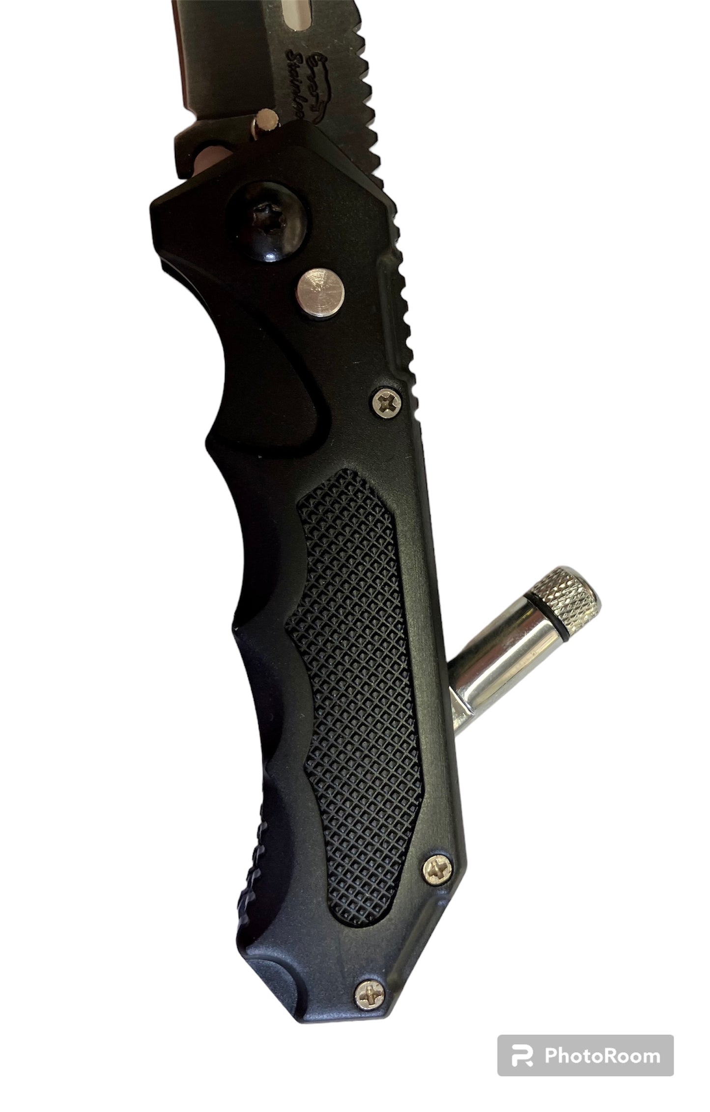 Canivete de alumínio anodizado preto c/ LED