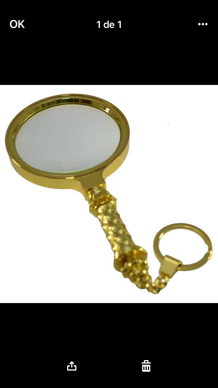 Lupa 6x 70mm Metálica Dourada