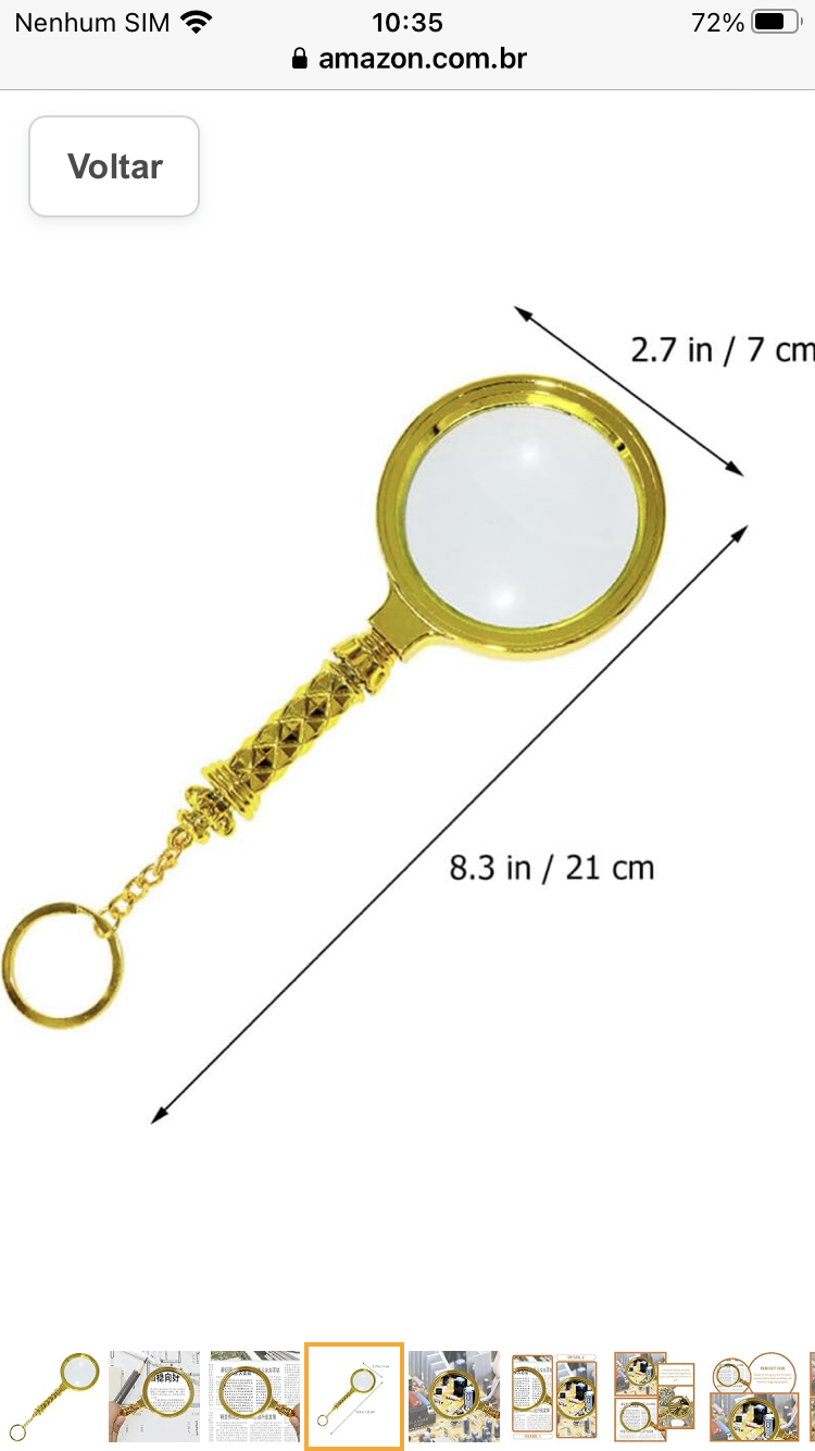 Lupa 6x 70mm Metálica Dourada