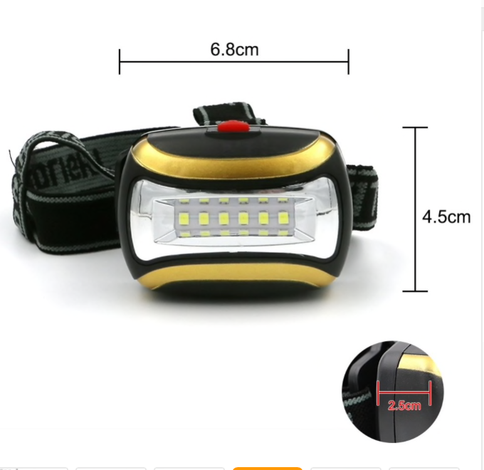 Lanterna de cabeça LED COB IP55