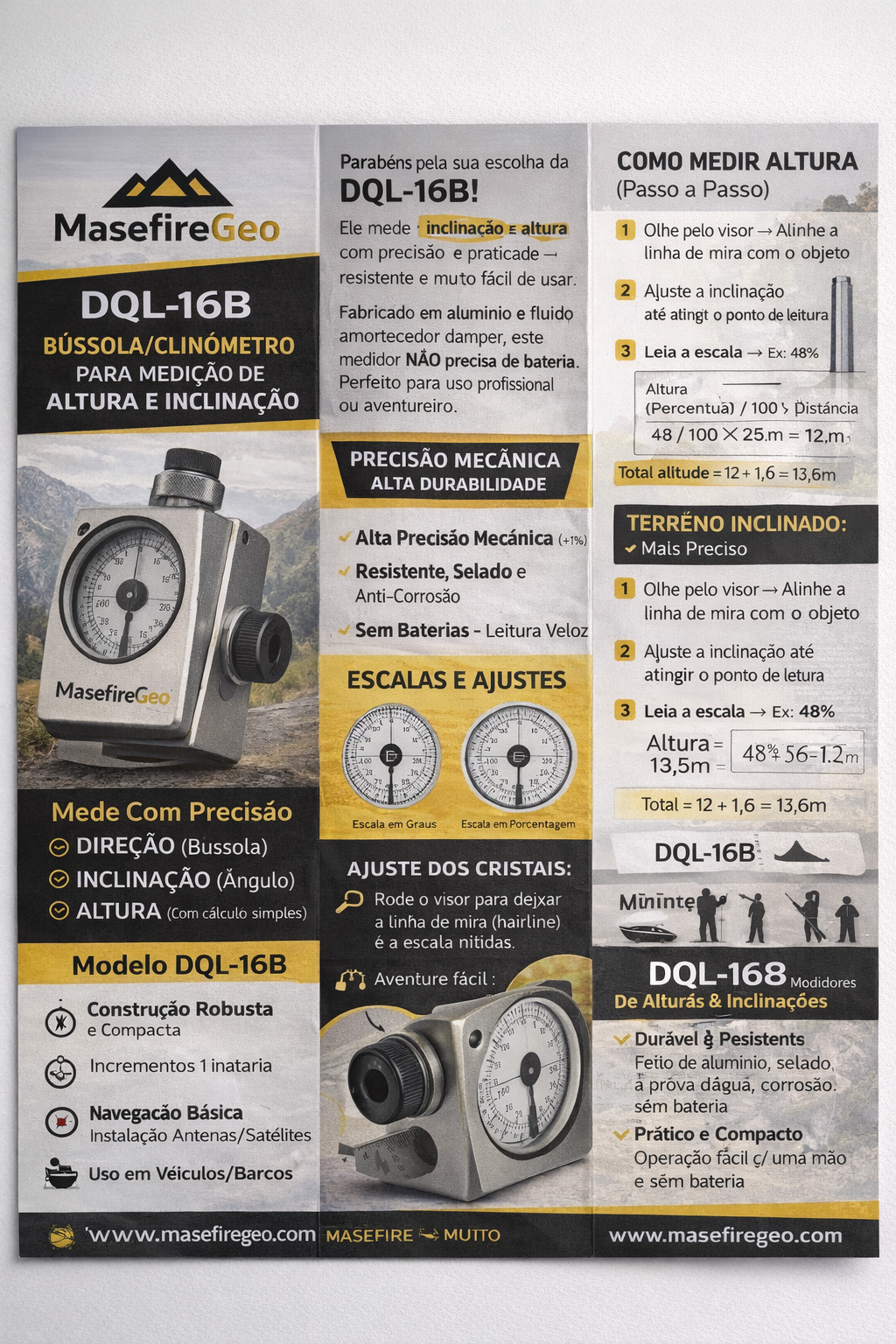 Geo Medidor DQL16 B geológica-Clinómetro, Altímetro alta precisão.