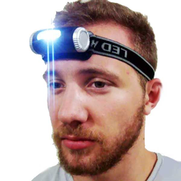 Lanterna de cabeça com 4 LEDs horizontais