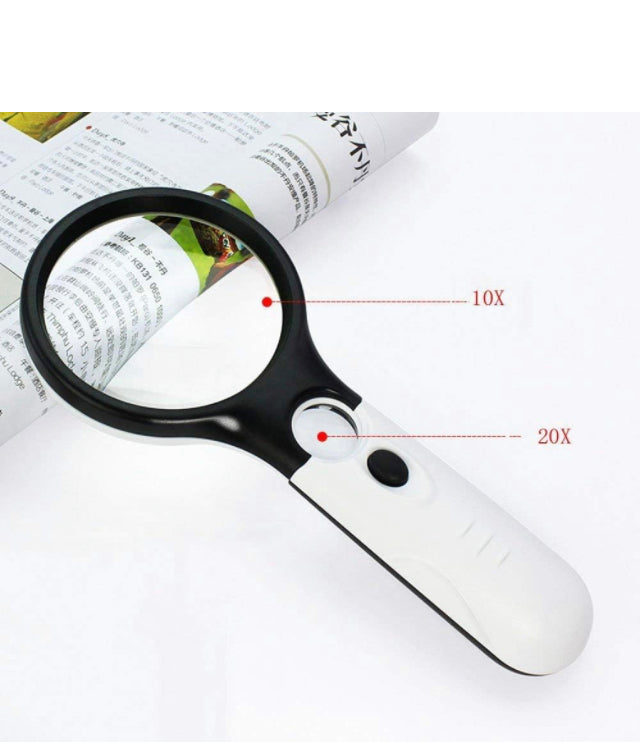 Lupa com 3 LEDs - 10X/45 x - 75mm